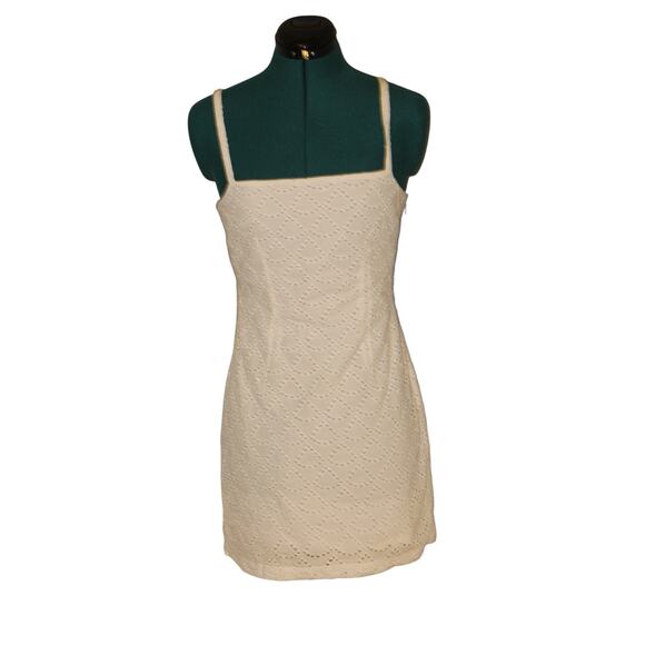 Urban Outfitters White Eyelet Mini Dress Cutout Back Cotton Sleeveless S - Picture 1 of 6